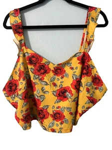 SALE Shein Curve Damen 4 XL Größe Blumen fließend Crop Top Bluse Größe Reißverschluss hinten - Bild 1 von 8