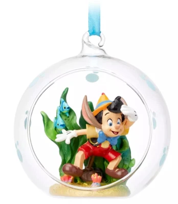 Disney Pinocchio Glass Globe Sketchbook Ornament Christmas NEW - Image 1 of 2
