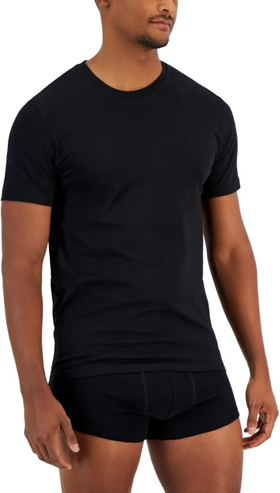 Alfani Crew Neck T-Shirts Mens Medium Black 4-Pack 100 Cotton Regular Tagless