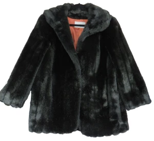 Vintage 80s Jordache Women's Black Faux Fur Coat Mob Wife Size Large (12/14) - Picture 1 of 12