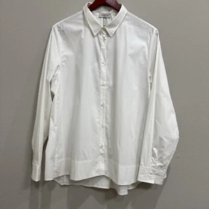 Rosso35 Women’s Long Sleeve Tunic Blouse Large White Cotton Button Up - Picture 1 of 12