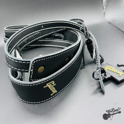 Correa de cuero para guitarra Gibson ASTRBDR-BLK color negro ASTRBDR-BLK genuina nueva Foto 1 de 4