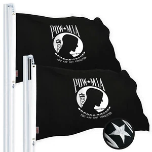 POW MIA Flag 2x3 FT 2-Pack Embroidered Spun Polyester by G128 - Picture 1 of 8