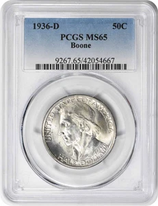 1936-D Boone Commemorative Silver Half Dollar MS65 PCGS - Picture 1 of 2