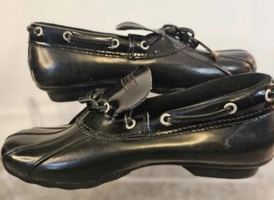 SPERRY Top-Sider Para Mujer 10 Negro Goma Impermeable Pato Zapatos Parte Superior Baja Foto 1 de 4