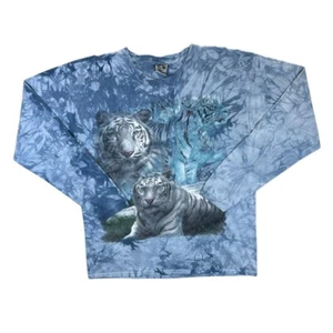 Vintage BACK TO EARTH Tiger Animal Wildlife Tie Dye Long Sleeve T-Shirt Large - Picture 1 of 4