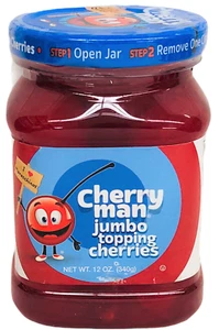 Cherry Man Jumbo Topping Maraschino Cherries No Stem 12 oz - Picture 1 of 1