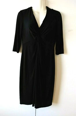 WOMEN'S DONNA RICCO NEW YORK SOLID BLACK 3/4 SLEEVE V-NECK LINED DRESS SIZE 6 - Image 1 of 3