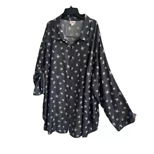 Blusa Camisa Lularoe Gris Floral Cuello Abotonado Gris Blanco Floral 3X - Imagen 1 de 7
