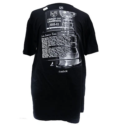 Reebok LA Kings 2012 Stanley Cup Final Chase Trophey Black T Shirt NHL NHLPA C19 - Image 1 of 2