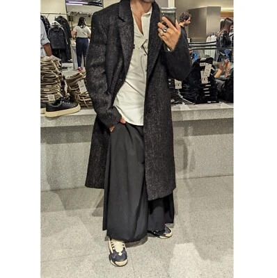 ZARA MAN Textured Herringbone Coat LARGE Wool Long Grey jacket overcoat new L 42 - Image 1 of 4