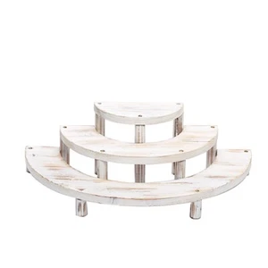 Whitewashed 3 Semicircle 3 Tier Wooden Cupcake Dessert Display Stands Events - Picture 1 of 9