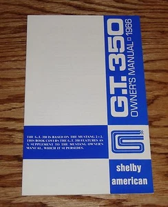 1966 Ford Shelby Mustang Cobra GT 350 Owners Operators Manual 66 - Picture 1 of 1