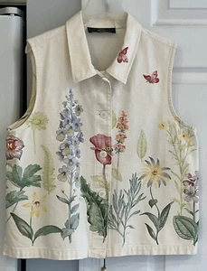 VINTAGE WOMAN’S COTTON FLORAL SLEEVELESS BLOUSE BY ORVIS SIZE M - Picture 1 of 22