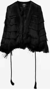 ZARA INTO THE NIGHT KATE MOSS BNWT LIMITED TEXTURED JACKET FRINGE S-M 7813/124 - Picture 1 of 10