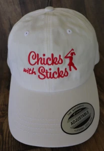 NEW RARE Sports Women's Chicks With Sticks Golf HAT CAP WHITE PINK #15 - Picture 1 of 4