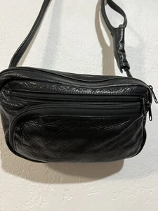 Daymakers Black Leather Fanny Bag Waist Bag - Picture 1 of 15