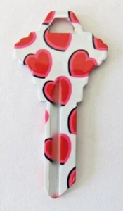 Rohling Hausschlüssel Schlage rote Herzen Valentinstag Liebe SC1 ungeschnitten - Bild 1 von 2