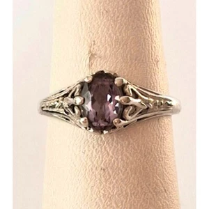 KABANA 925 STERLING SILVER RING AND AMETHYST SIZE 5.75 SKY - Picture 1 of 9
