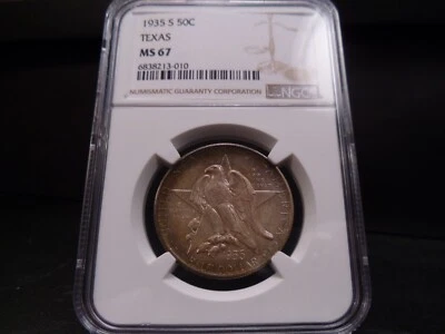 1935-S MS67 Texas Silver Commemorative NGC Certified Gem - Toned/Color - Image 1 of 4