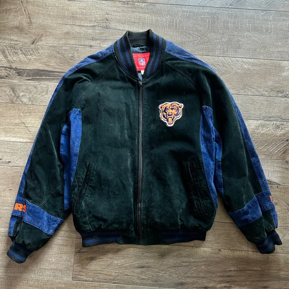 NFL Chicago Bears Vintage Años 90 Gamuza Cuero Chaqueta Aislante Talla L Foto 1 de 4