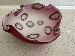 Murano Glass Artisan Glass Ruffled Bowl Candy Dish Mid Century Italian Ashtray - Picture 1 of 6