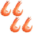 4pcs Artificial Cooked Shrimp Simulated Seafood Toy for Display - Red