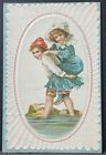 1895 Woolson Spice Co. Embossed Victorian Trade Card - Piggy Back Ride