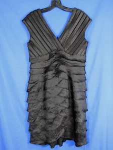 SCARLETT NITE Black Shimmer LAYERED PETAL SHEATH DRESS Party Cocktail CHIFFON 8 - Picture 1 of 6
