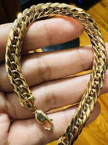 18CARAT 750 YELLOW Real Gold Cuban Curb Bracelet 7.5” Long 8mm 8grams Womens