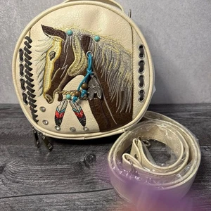 Round embroidered horse crossbody purse - Picture 1 of 8