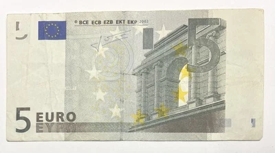 Billet Banque 5 Euros 2002 Fauté Absence Strap Vertical À Droite REF82662 - Photo 1/2