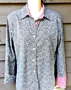 TZZIE Damen Bluse Leopardenmuster Baumwollmischung Langarm rosa Borte Small - Bild 1 von 6