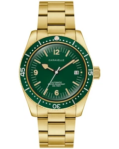 *NUEVO* CARAVELLE Sea Hunter Reloj Automático Esfera Verde Tono Dorado para Hombres 44B128 - Imagen 1 de 4