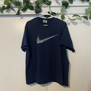 VTG Nike Shirt Mens L XL Black Blue Swoosh Big Chest Logo 90s USA Sport Rare - Bild 1 von 4
