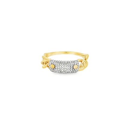Natural Diamond .06tcw 14k Y/W flexible chain solid gold ring size 6.75 NEW - Image 1 of 4