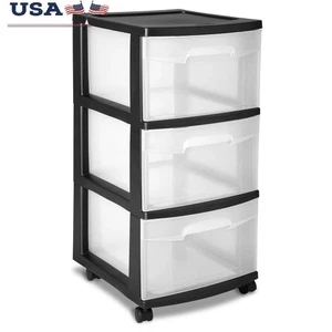 3 Drawer Rolling Storage Cart Plastic Clear Organizer Kitchen Bathroom Bedroom - Picture 1 of 5