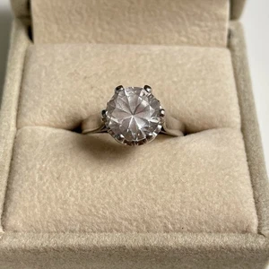 ANCIEN Bague Solitaire Strass Argent T55 Antique Sterling Silver Ring Anillo - Foto 1 di 15