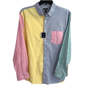 Club Room Pastel Color Block Oxford Shirt Button Down Men's XL Stretch Preppy - Picture 1 of 13