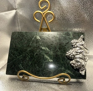 ARTHUR COURT Vintage Green Marble Cheese Board with Aluminum Decorative 10”x6” - Picture 1 of 11