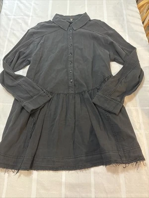 People Free People Kenny Denim Mini Dress charcoal gray M/L Casual Comfy - Image 1 of 4