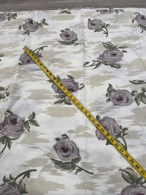 Purple Flowers with white and beige background  Piece of Fabric 100" x 70” - Image 1 of 3
