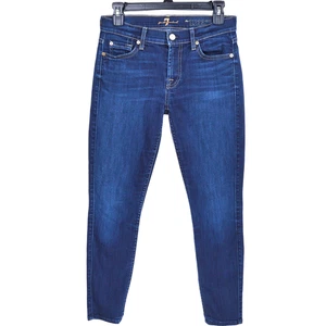 7 For All Mankind Jeans Womens Size 27 Blue The Cropped Skinny Stretch USA Denim - Picture 1 of 11