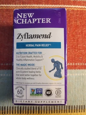 Nuevo Chapter Zyflamend Herbal Alivio del Dolor 60 Cápsulas Exp 01/27 Foto 1 de 4