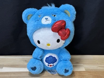✅Sanrio Hello Kitty Basic Fun Carebear X ~Grumpy Plush~Care Bear Blue Red Bow 9” - Image 1 of 4