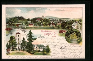Lithographie Sohland a. Sp., Schloss, Prinz Friedrich-Turm, Panorama 1901 - Picture 1 of 2