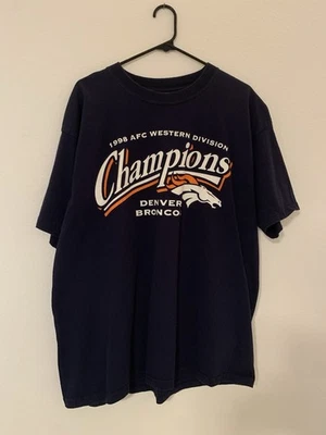 Camiseta Azul Antiga 1998 Denver Broncos NFL AFC Western Division Champions - GG - Imagem 1 de 4