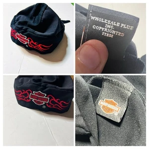 Harley Davidson skull cap head hair wrap durag biker rider black red tie back - Picture 1 of 10