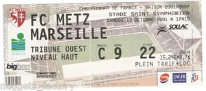 Ticket / Seat OM Olympique De Marseille - FC Metz Vs OM (010) - Picture 1 of 1