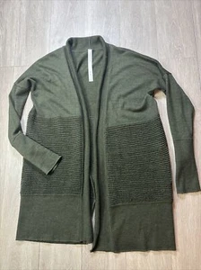 Lululemon Sit in Lotus Merino Wool Cardigan Sweater 4 Rare Dark Forest Green - Picture 1 of 6